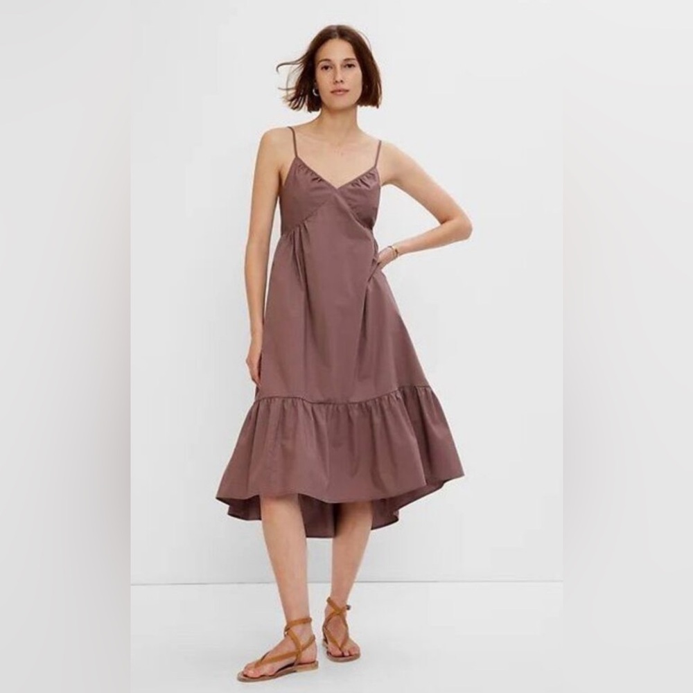 GAP Brown Ruffled Sundress Midi Dress